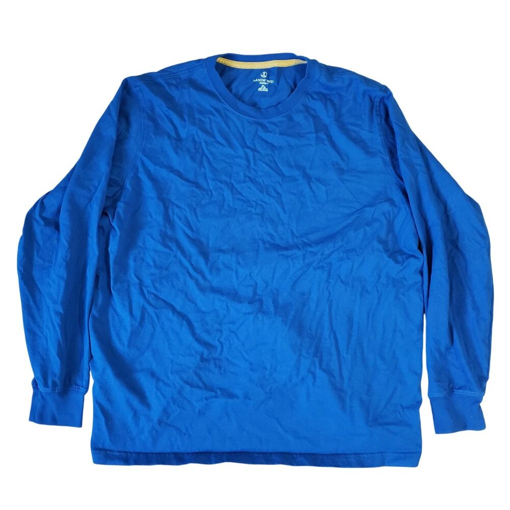 Lands End Super T Blue Long Sleeve Shirt Size XL‎ Cotton Basic Casual Normcore